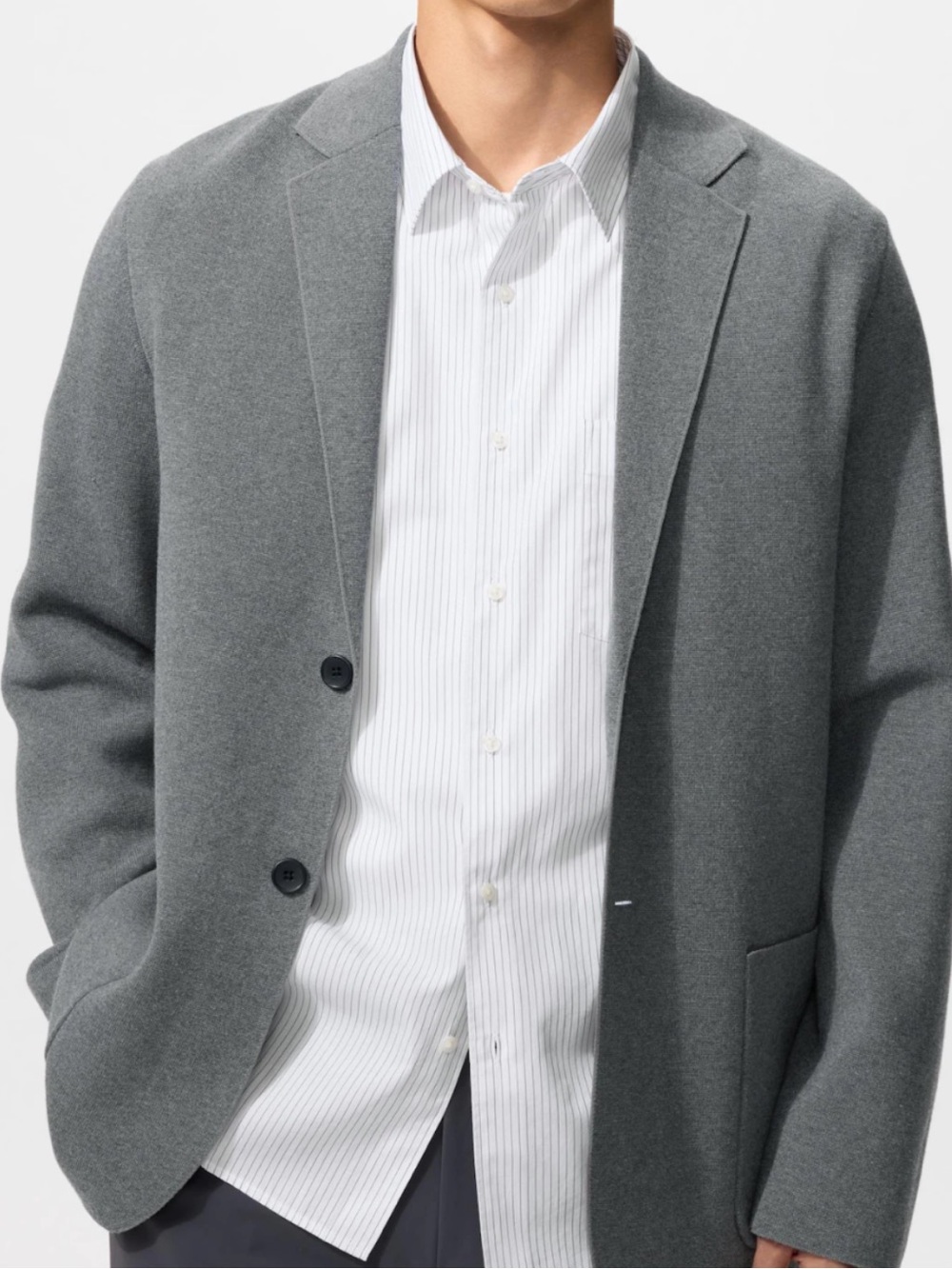 Uniqlo Gray Milano Rib Knit Jacket Minimalist Quiet Luxury Gorpcore size L NWT